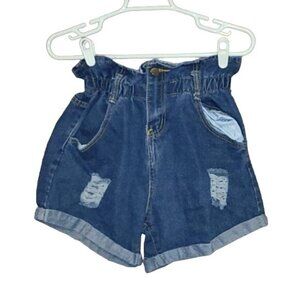 Custom Upcycled Small High Waist Distressed Shorts